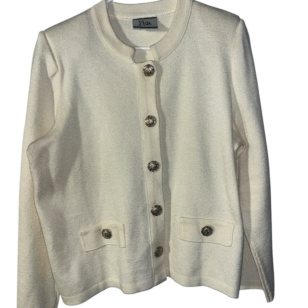 Mita Ivory Button-Up Women's Cardigan